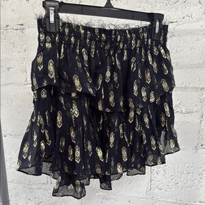 Elegant Black & Gold Skirt Love Shack Fancy Size Small - Ruffled Skirt NWOT